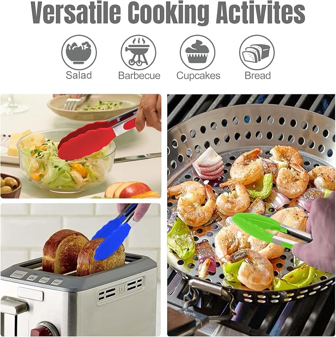 Hotec Silicone Kitchen Tongs for Cooking 9-Inch Serving Tongs - Image 3
