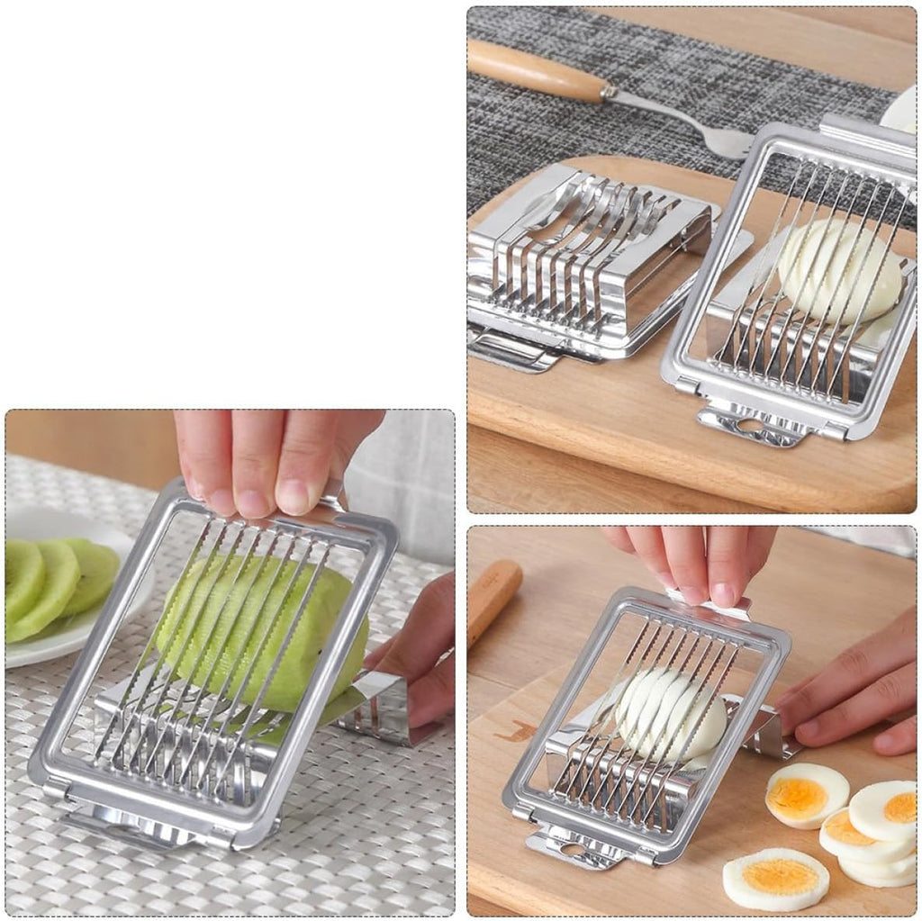 Stainless Steel Egg Slicer Silver Xmas with 8 Cutting Wires