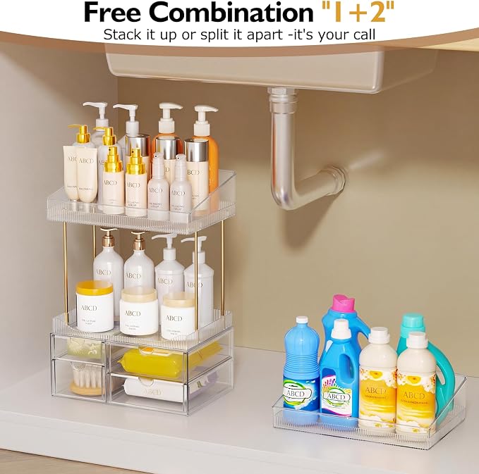 SNSLXH Makeup Organizer Bathroom Storage- 4 Tier 4 Drawer Makeup Storage - Image 5