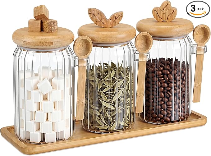 Suclain 3 Pcs Glass Coffee Container by Suclain