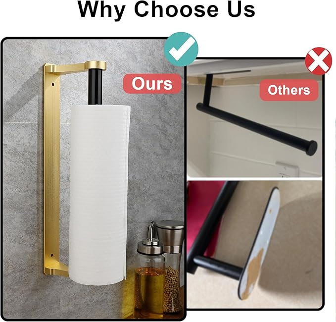 MONEER Paper Towel Holder Under Cabinet, Paper Towel Holder, Aluminum Alloy - Image 4