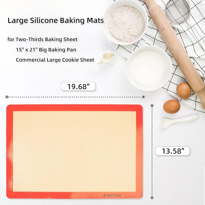 AMYONE Silicone Baking Mats for Two Thirds Size Pan, 2/3 Non-Stick Silicone - Image 2