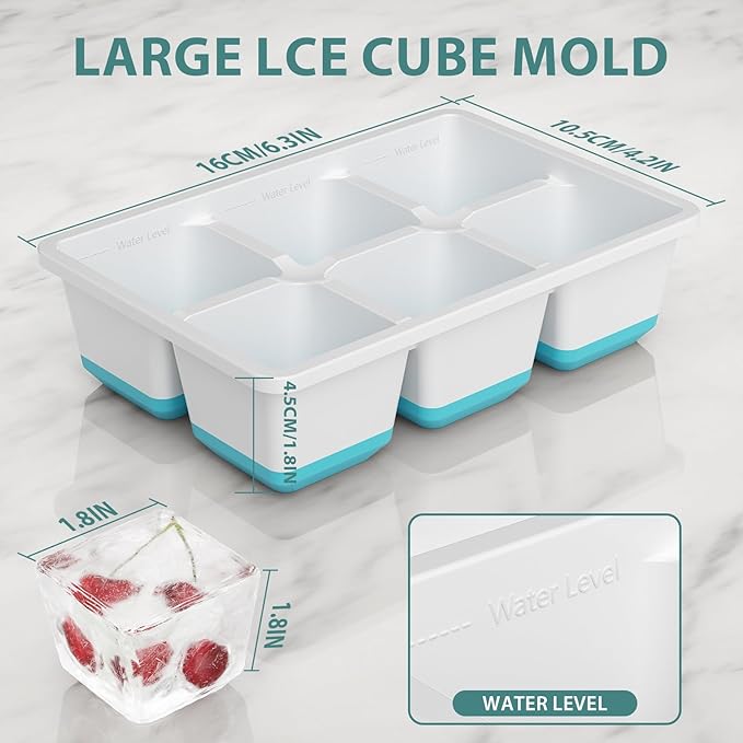 Optish Large Ice Cube Molds, 2 Pack Whiskey Square Ice Molds, 1.8 Inch Big Ice - Image 3