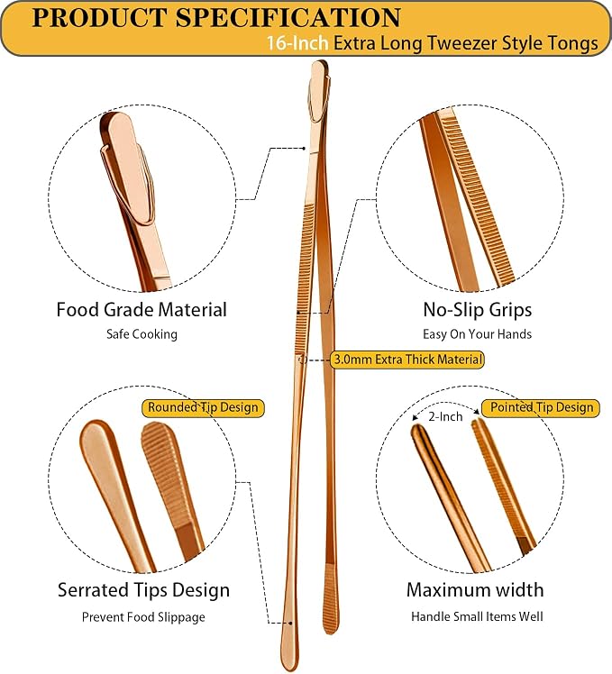 JETKONG 2 Pcs 16-Inch Extra-Large Kitchen Tweezers and Tongs - Image 2