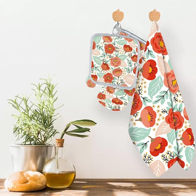 3 Pcs Kitchen Stuff, Kitchen Oven Mitts and Pot Holders Sets - Image 5