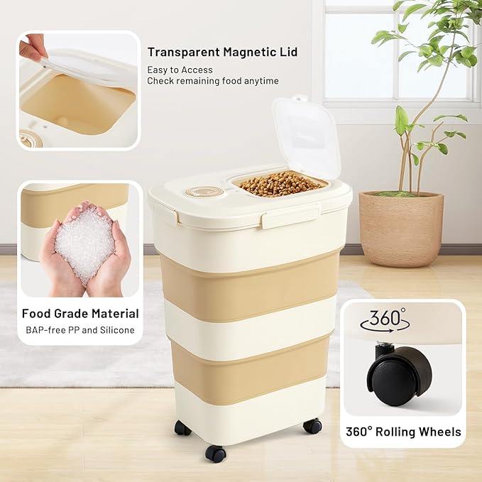 ZOMISIA 40-50lbs Dog Food Storage Container, Large Capacity Collapsible - Image 4