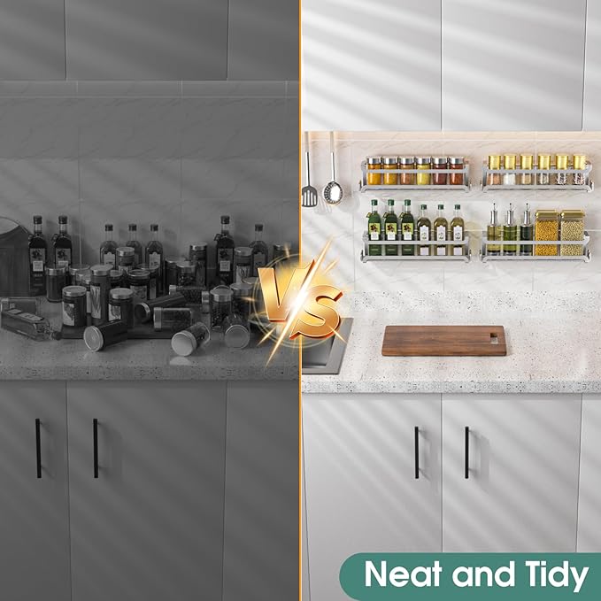 LUCYCAZ 4 Pack Wall Mounted Spice Rack - Image 6