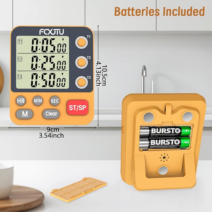 Digital Dual Triple Kitchen Timer, 3-Channel Magnetic Countdown Timer - Image 7