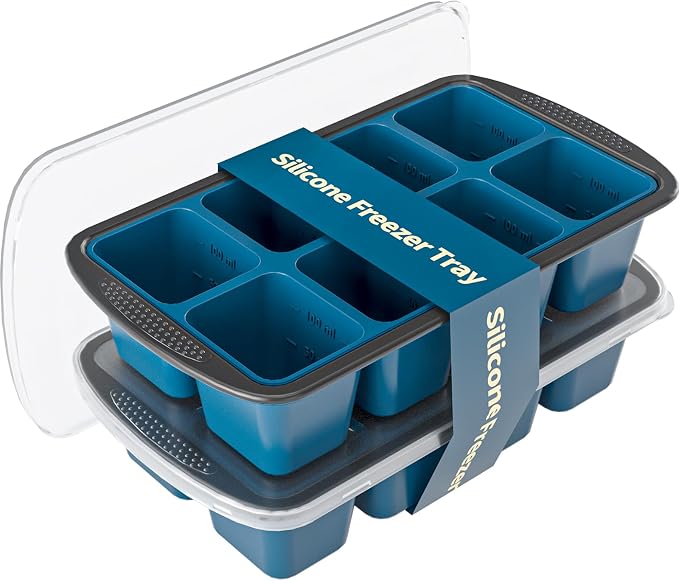 GORCI Ice Cube Tray For Freezer, 16 Large 1/2 Cub Cubes, Silicone Ice Trays For by GORCI