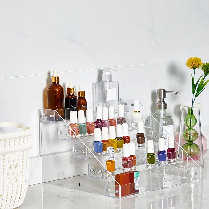 2 Pcs Acrylic Tiered Spice Rack Organizer 5 Tier Vertical Seasoning Organizer - Image 5