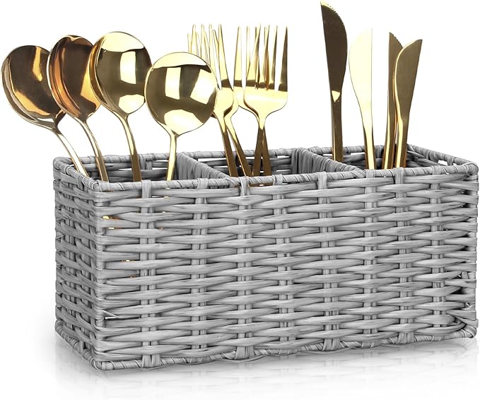 Ayiaren Grey Plastic Cutlery Silverware Holder Small Utensil Organizer Holders by Ayiaren