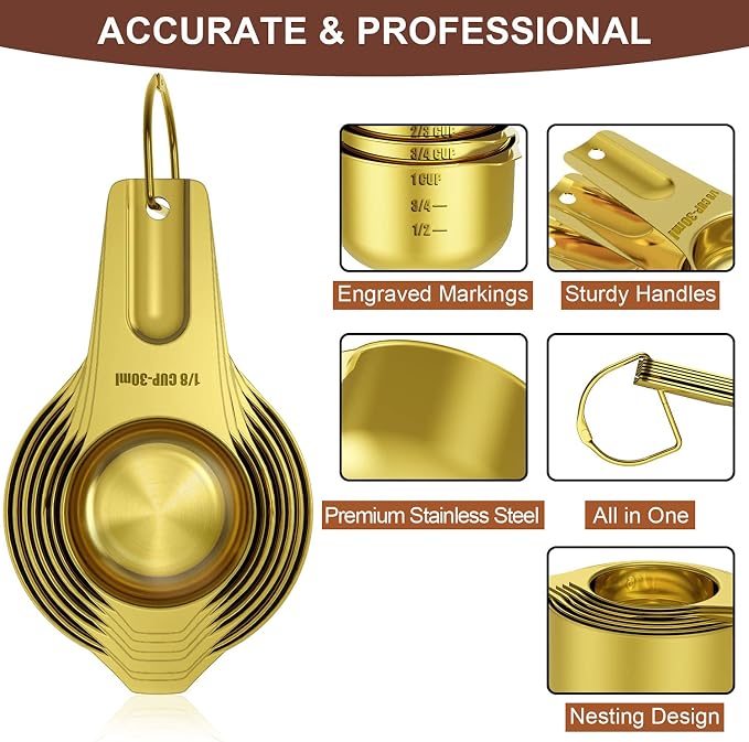 Wildone Gold Measuring Cups & Spoons Set of 21 - Image 2