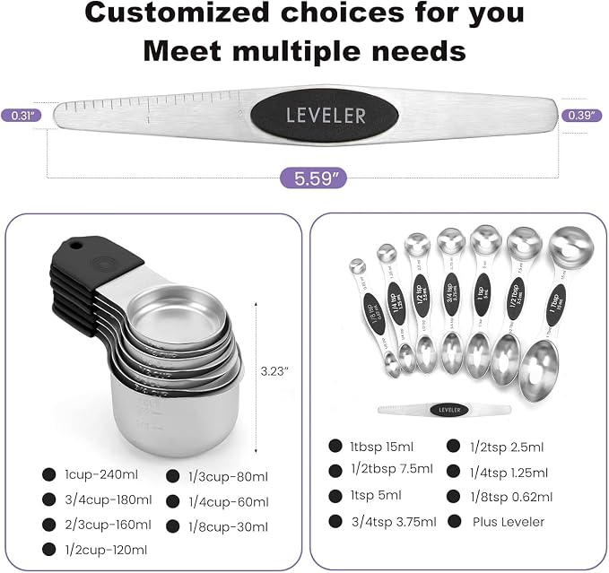Magnetic Measuring Cups and Spoons Set, N52 Magnetic spoons Nesting Design - Image 5