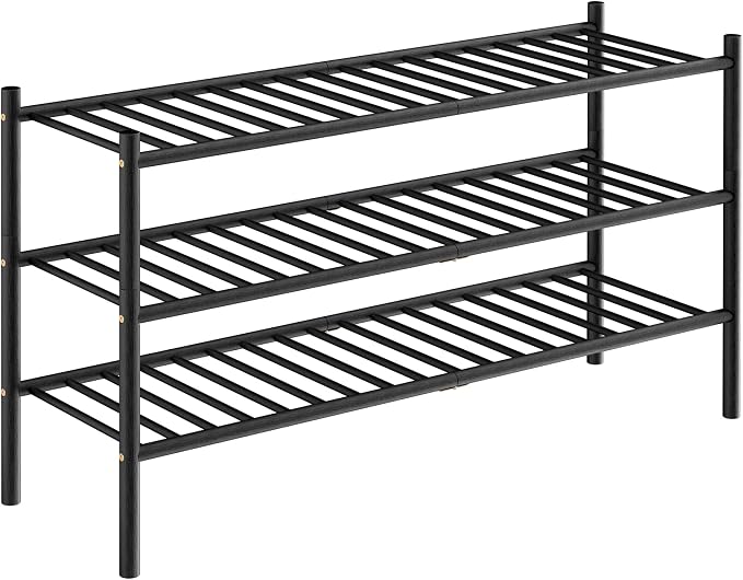 ROMGUAR CRAFT 3-Tier Bamboo Long Shoe Rack, Free Standing Wood Shoe Shelf - Image 7