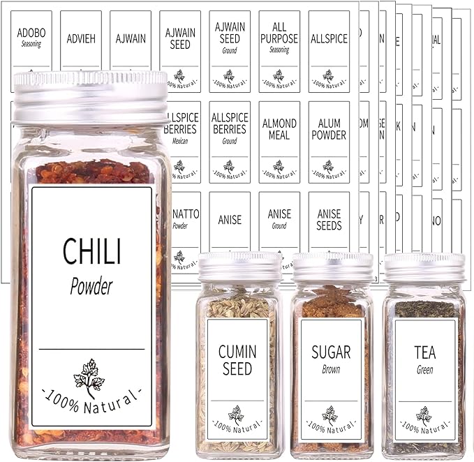 SWOMMOLY 48 Glass Spice Jars - Image 2