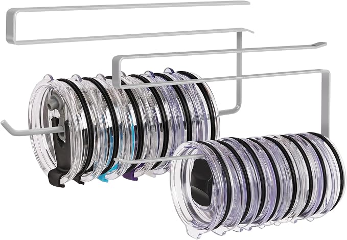 2 Pack Tumbler Lid Organizer, Horizontal Tumbler Lid Storage Hook Up to 20 Lids by JOLENSOY