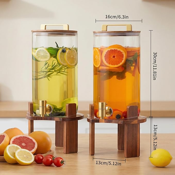 2 PCS 1.5 Gallon Glass Drink Dispenser, Beverage Dispenser - Image 2