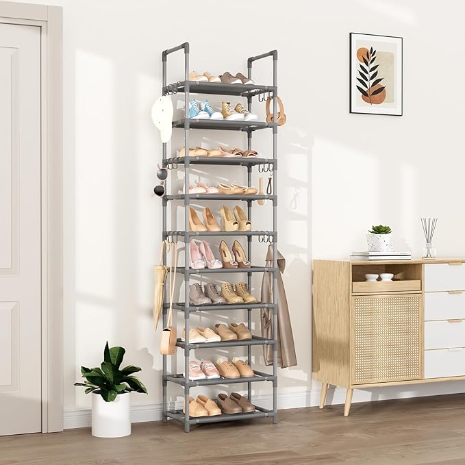 VTRIN 10 Tiers Tall Shoe Rack Holds 20-25 Pairs of Shoes Sturdy Vertical Shoe - Image 2