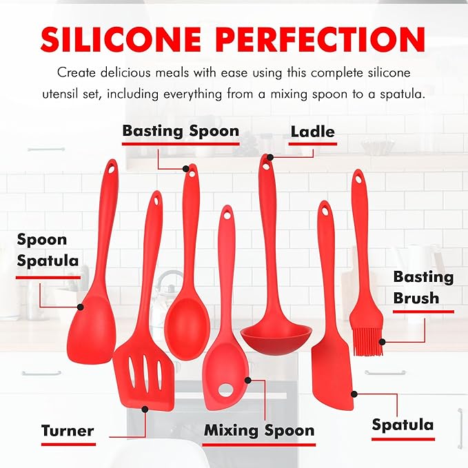 Chef Craft 42077 7 Piece Silicone Kitchen Tool and Utensil Set - Image 5