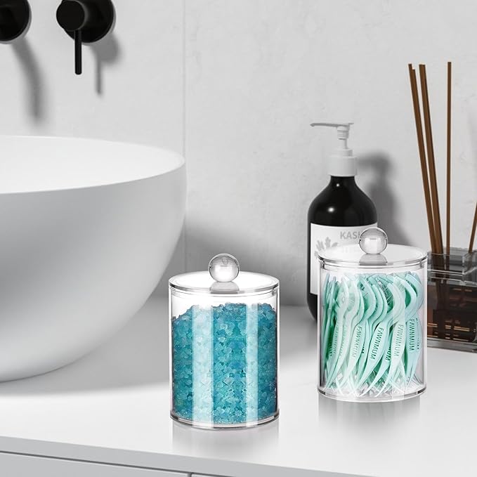 XIPENGKEJI 2 Pack Qtip Holder, Canister Apothecary Jar Set, Bathroom Jars - Image 6