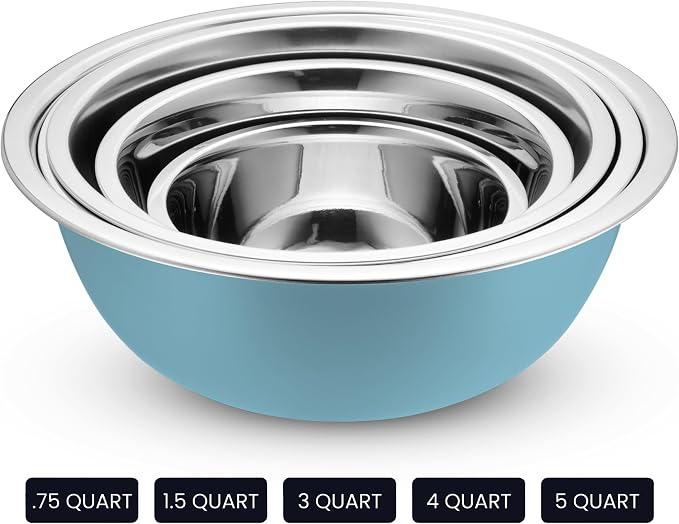 WHYSKO Stainless Steel Mixing Bowl Set, 10 Piece Stainless Steel Mixing Bowls - Image 5