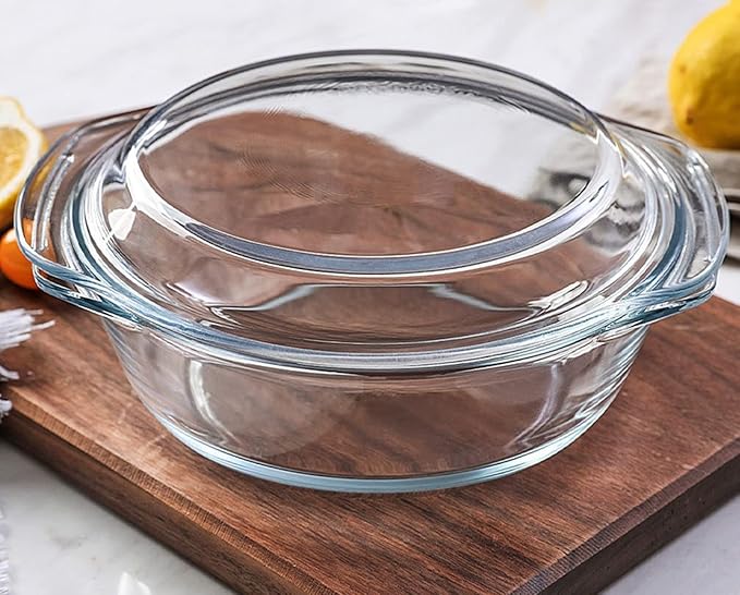 Casserole Baking Dish with 2 pcs, 1 QT large, Round with Handle and Lid - Image 5