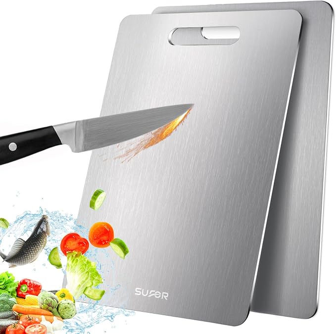 2 Pack Titanium Cutting Board by SUFOR