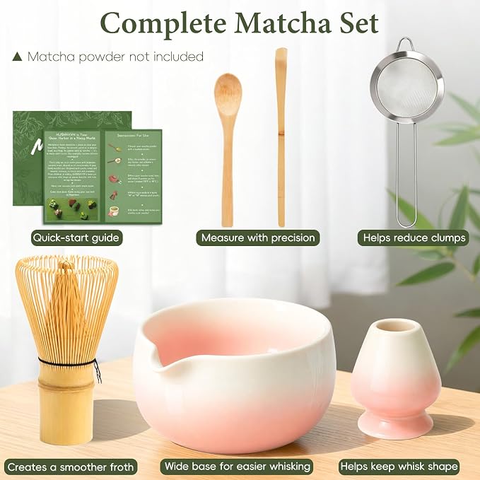 Matcha Whisk Set, Ceramic Matcha Set Includes Bowl & Holder, Bamboo Whisk - Image 2