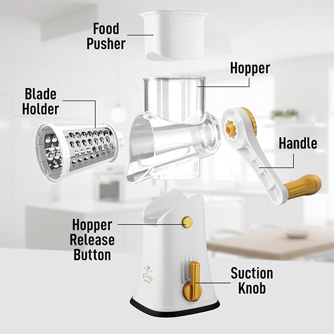 Zulay Kitchen Rotary Cheese Grater 5 Blade Cheese Shredder - Image 8