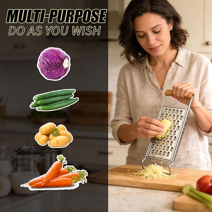 2 Pack Cheese Grater Handheld, Stainless Steel Zester Set of 2, Kitchen Flat - Image 3