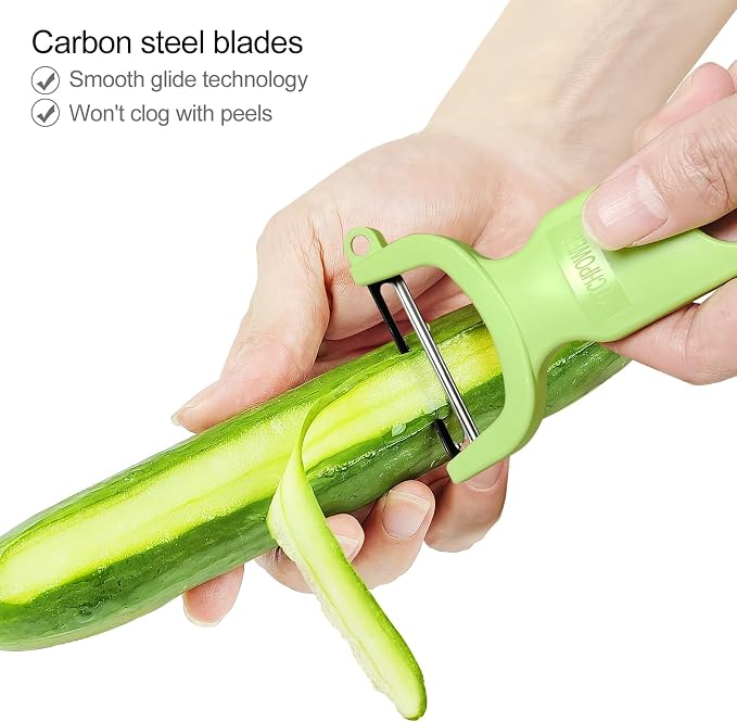 Original Vegetable Fruit Peeler Carbon Steel Blade 3 Pack Red/Green/Yellow… - Image 4