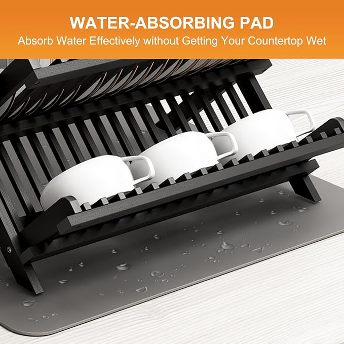 Greenual Black Bamboo Dish Drying Rack - Image 6