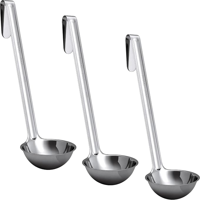Super Sturdy, Ergonomic 2 Oz. Soup Ladle 3 Pk. Stainless Steel Ladles by FoodRestaurantSupplies