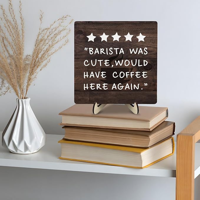 Coffee Bar Sign Plaque Decor, Coffee Bar Accessories, Rustic Wooden Tabletop - Image 8