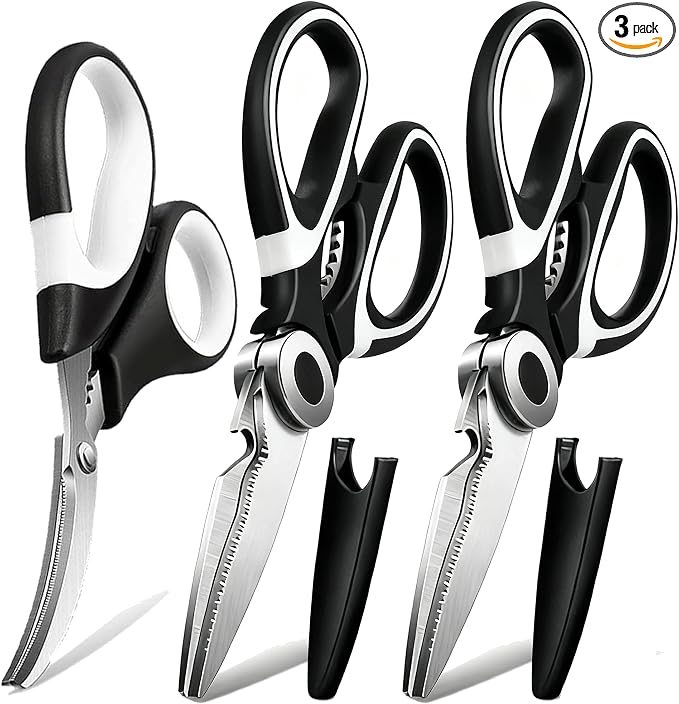 OMDAR Food Grade Kitchen Scissors All Purpose 3 Pack by OMDAR