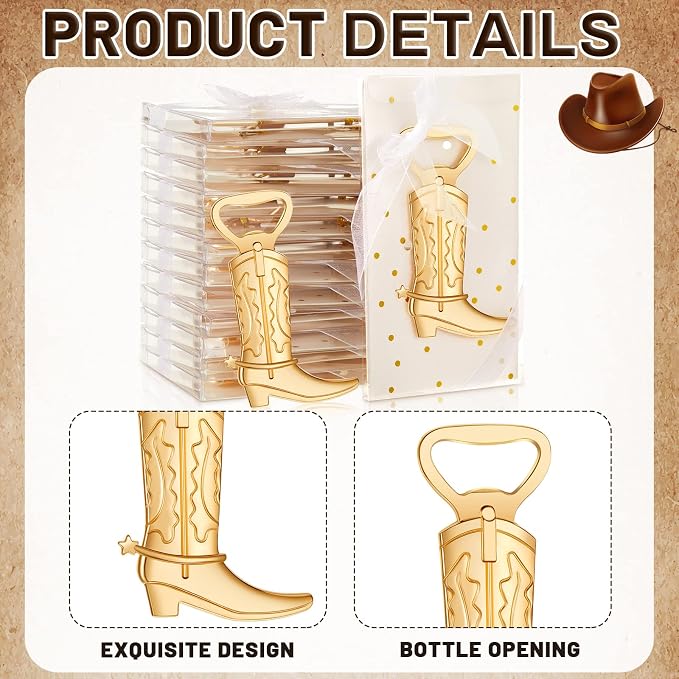 Hortsun 36 Sets Cowboy Boot Bottle Openers Baby Shower Bottle Opener Favors - Image 3