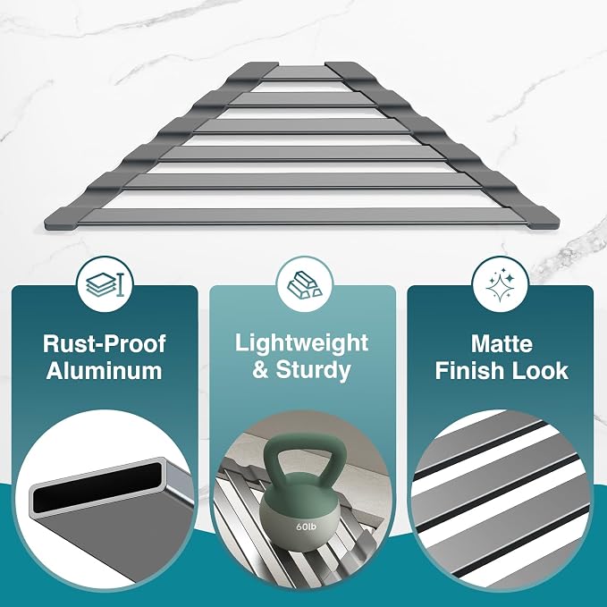 COOL-ANGLE Corner Sink Drying Rack, Heat Resistant Roll Up Mat - Image 7