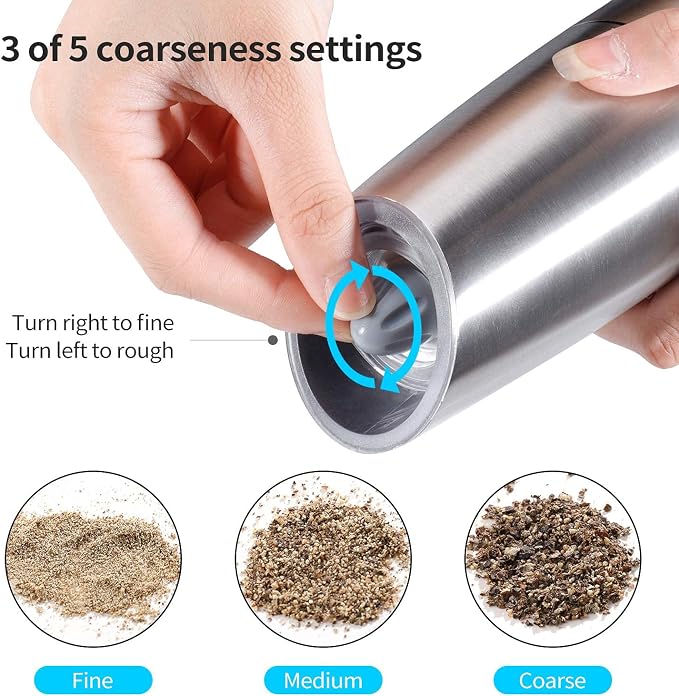 Gravity Electric Pepper and Salt Grinder Set, Adjustable Coarseness, Automatic - Image 6