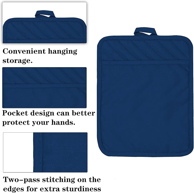 Oven Pot Holder with Pocket Cotton Heat Resistant Coaster Potholder Kitchen Hot - Image 3