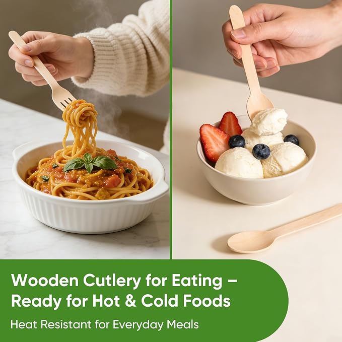 Disposable Wooden Utensils Set, Compostable Utensils, Disposable Cutlery - Image 4