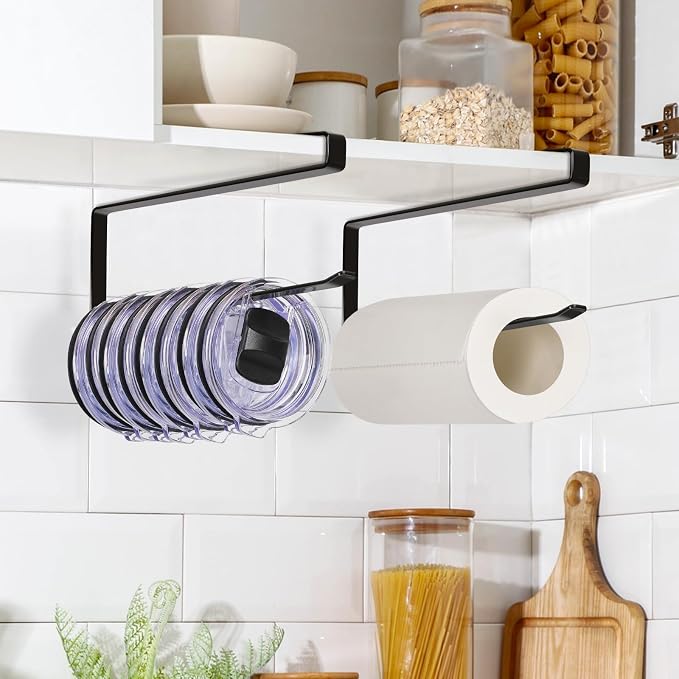Tumbler Lid Organizer Under Cabinet, Tumbler Lid Storage Hook Up to 10 Lids - Image 6