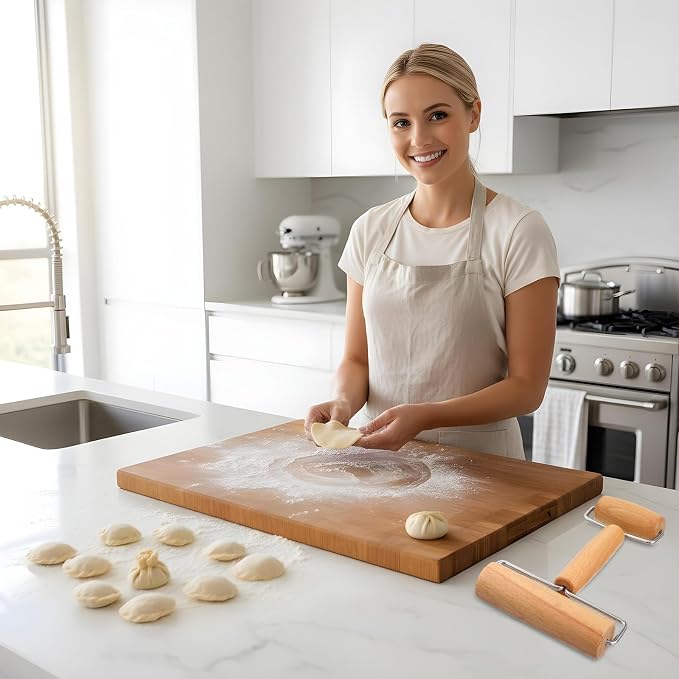 JJUNW Small Rolling Pin, Pizza Dough Roller, Non Stick Wood Pastry Roller - Image 4