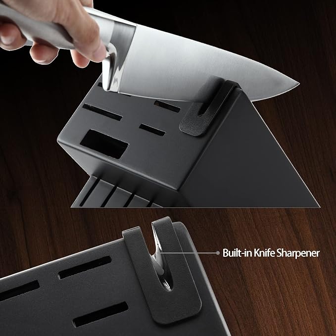Marco Almond® Knife Set with Block KYA28, 14 Pieces Stainless Steel Chef - Image 5