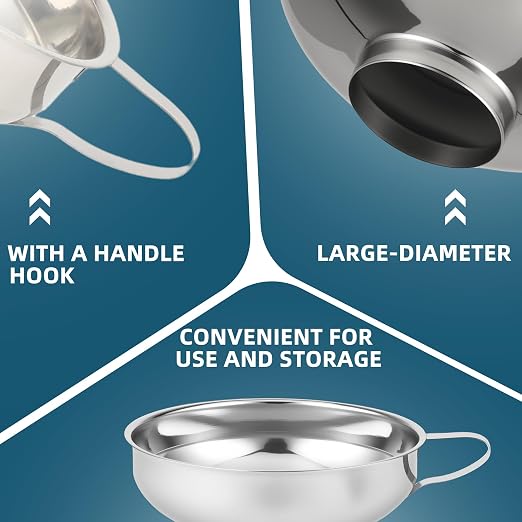 Stainless Steel Wide-mouthed Kitchen Funnel, 2 Sets - Image 3