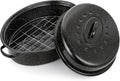 18” Roaster Pan with Lid and Rack, Large Enamel Roaster Pan with Oval Roasting by YIDAZLE