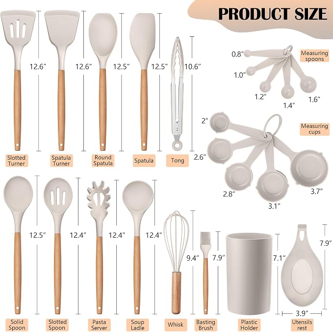 HaWare Kitchen Cooking Utensils Set, 23-Piece Silicone Kitchen Utensils Spatula - Image 2