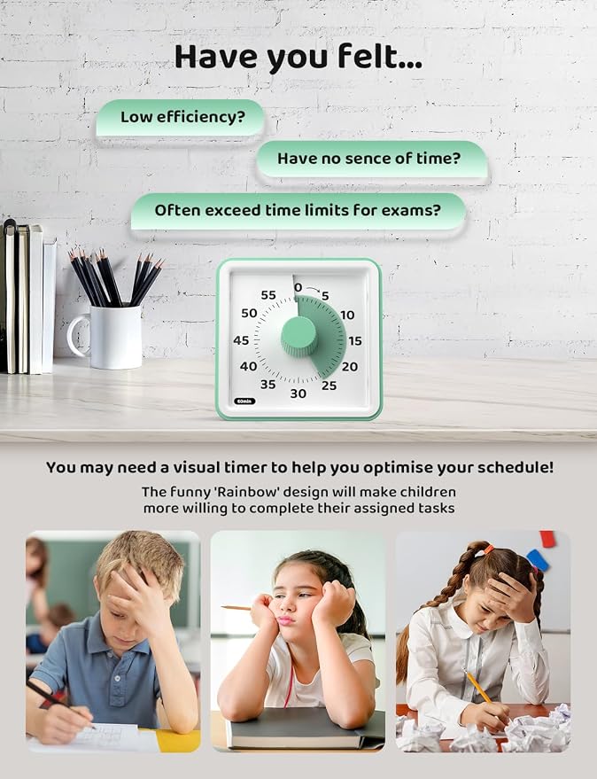 LIORQUE Visual Timer for Kids, 60-Minute Countdown Timers for Classroom Office - Image 4