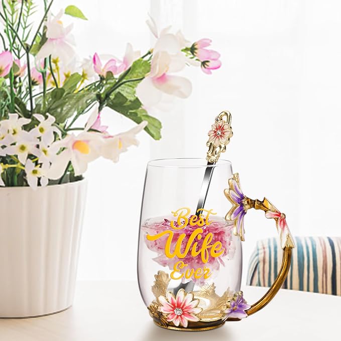 OEAGO Gifts for Wife from Husband Romantic Tea Cup Gifts for Her Birthday - Image 4