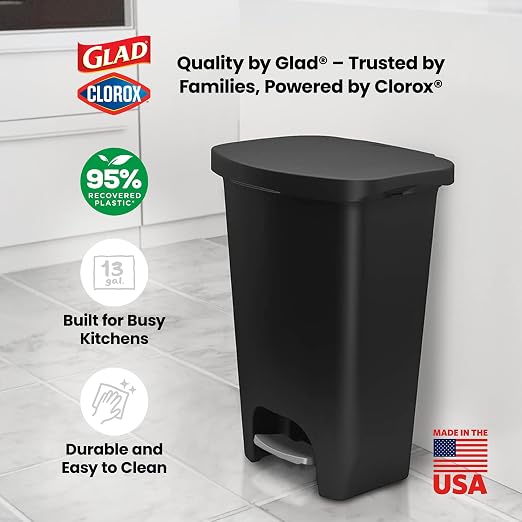 Glad 13 Gallon Trash Can | Plastic Kitchen Waste Bin - Image 6