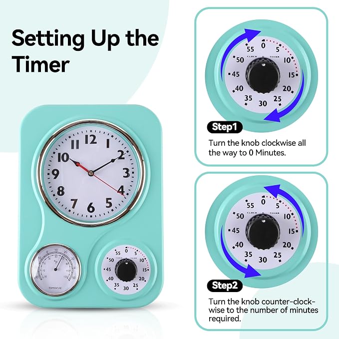 Lily's Home - 9.5 Inch x 12.5 Inch - Retro Kitchen Wall Clock, Vintage Wall - Image 6
